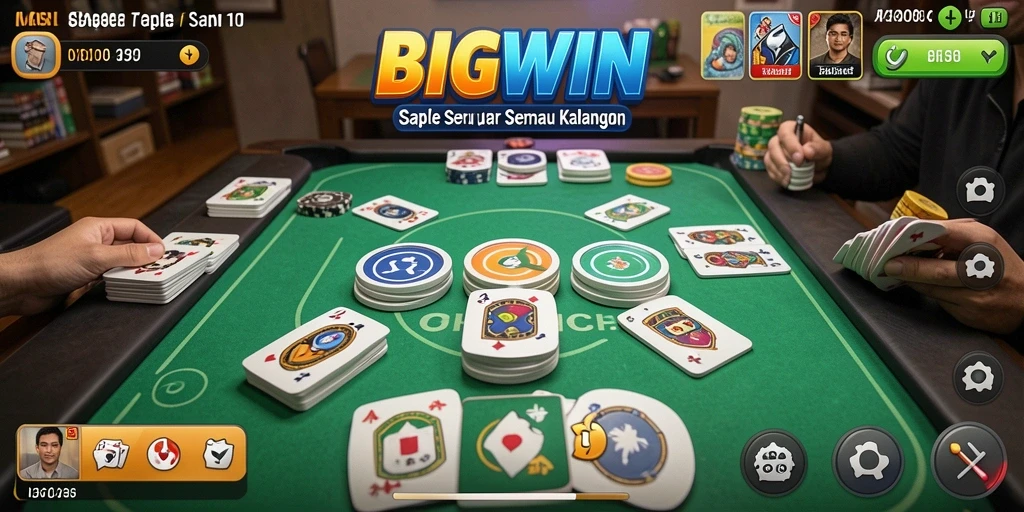 Tampilan gameplay seru dari permainan Gaple BIGWIN.