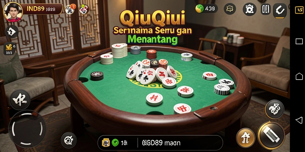 Screenshot IND89 menampilkan serunya permainan kartu QiuQiu.
