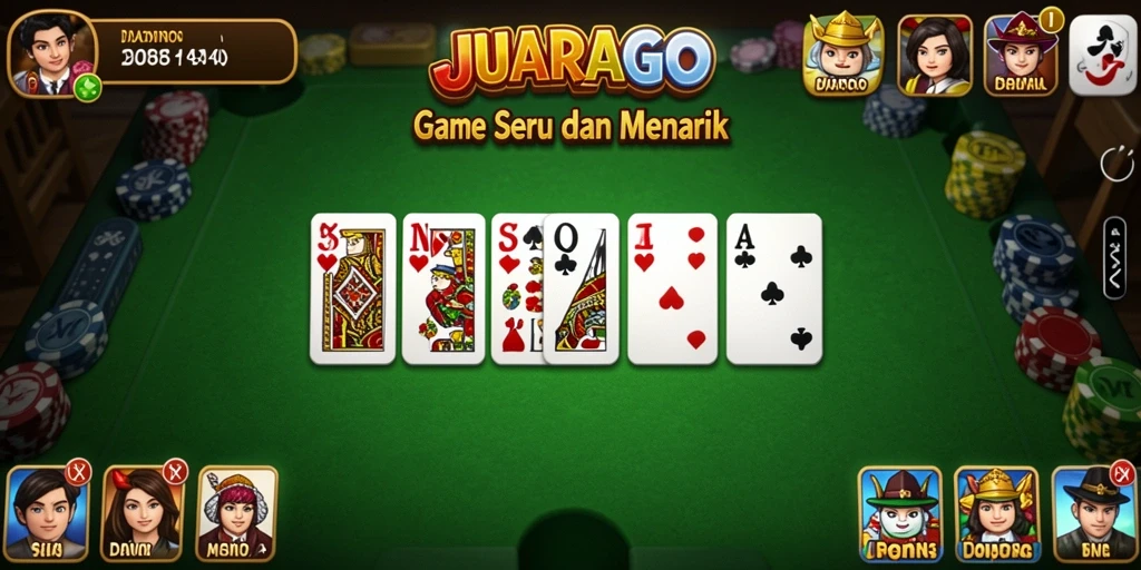 Tampilan gameplay seru di JUARAGO dengan pemain menikmati domino.