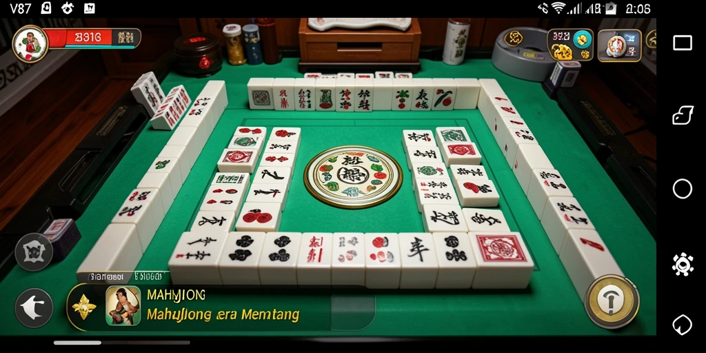 Screenshot gameplay V87 menampilkan aksi seru permainan Mahjong.