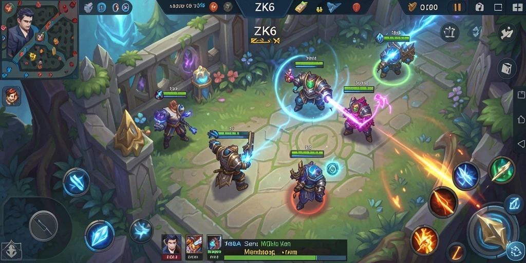 Gameplay intens dari ZK6 menampilkan aksi MOBA seru.